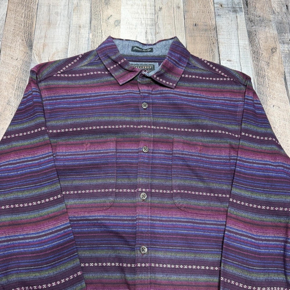 Billabong Western Aztec Shirt Men's Medium Striped Tribal Button Up Long Sleeve - Picture 2 of 8